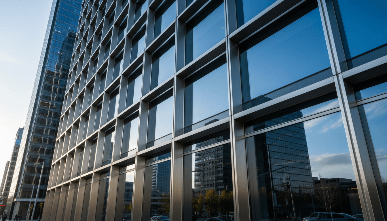 Façade moderne en aluminium et verre pour immeuble commercial